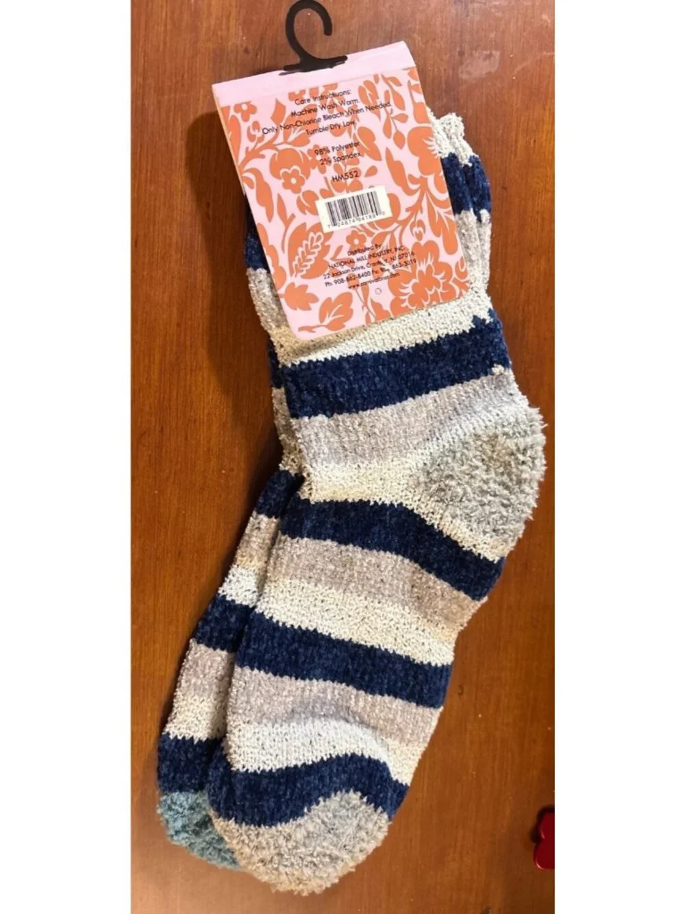 Womens Carnival Super Soft Slipper Socks 1 Sz Stripe Design Cozy Blue Gray (1a)